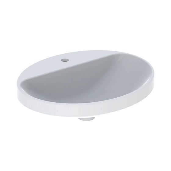 Geberit VariForm Einbauwaschtisch, oval mit Hahnlochbank, Breite 55cm, Tiefe 45cm, ohne Überlauf, KeraTect, Weiß