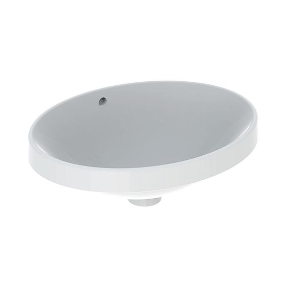 Geberit VariForm Einbauwaschtisch, oval, Breite 50cm, Tiefe 40cm, ohne Hahnloch, mit Überlauf, KeraTect, Weiß