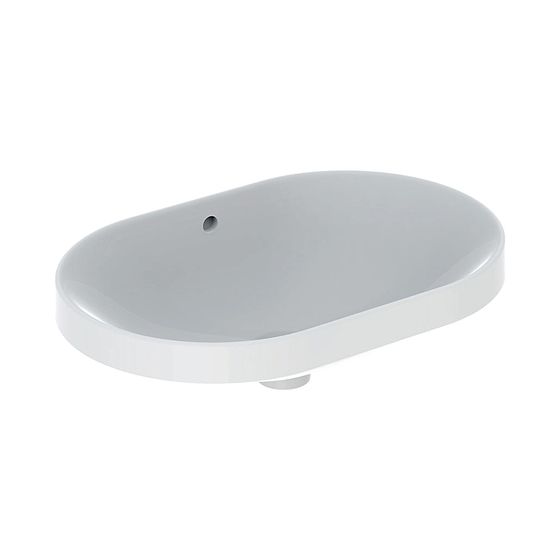 Geberit VariForm Einbauwaschtisch, elliptisch Breite 60cm, Tiefe 40cm, ohne Hahnloch, mit Überlauf, KeraTect, Weiß