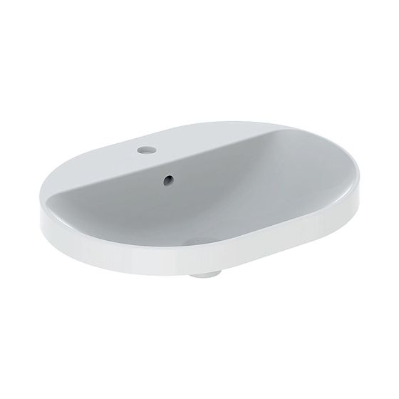 Geberit VariForm Einbauwaschtisch, elliptisch mit Hahnlochbank, Breite 60cm, Tiefe 45cm, mit Überlauf, KeraTect, Weiß