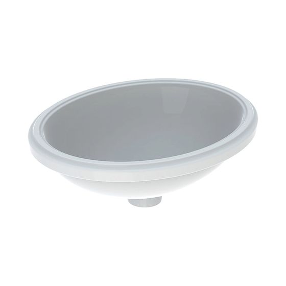 Geberit VariForm Unterbauwaschtisch, oval Außendurchmesser49,5x42cm, ohne Hahnloch, ohne Überlauf, glasiert, KeraTect, Weiß