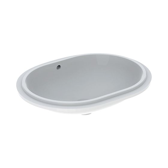Geberit VariForm Unterbauwaschtisch elliptisch Tiefe 49cm, ohne Hahnloch, Überlauf sichtbar, glasiert
