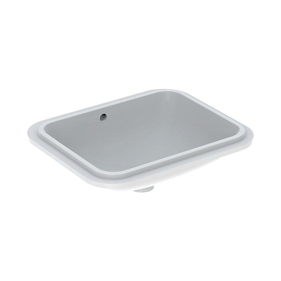 Geberit VariForm Unterbauwaschtisch rechteckig Breite 45cm, Tiefe 44cm, ohne Hahnloch, Überlauf sichtbar, glasiert