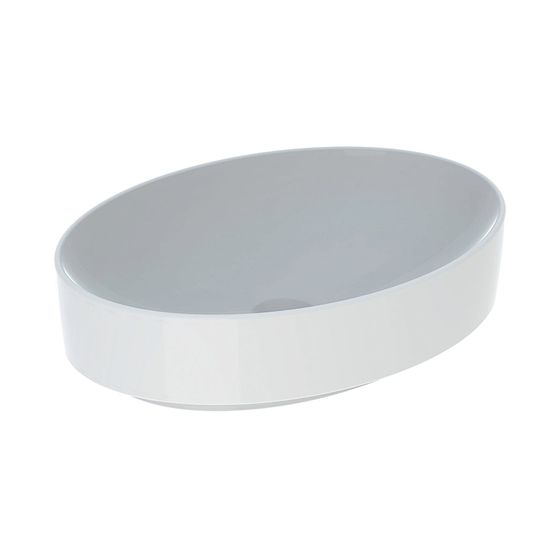Geberit VariForm Aufsatzwaschtisch, oval, Breite 55cm, Tiefe 40cm, ohne Hahnloch, ohne Überlauf, Weiß/KeraTect