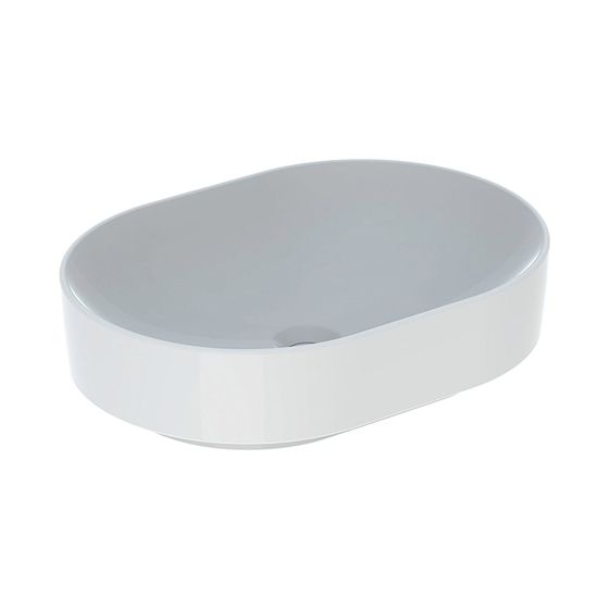 Geberit VariForm Aufsatzwaschtisch, elliptisch, Breite 55cm, Tiefe 40cm, ohne Hahnloch, ohne Überlauf, Weiß/KeraTect