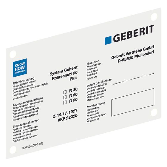 Geberit Wandschild für Schachtschott Typ Quattro, 242488001
