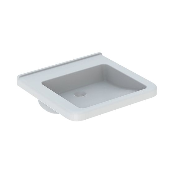 Geberit Renova Comfort Square Waschtisch barrierefrei, Breite 55cm, Tiefe 52,5cm, ohne Hahnloch, ohne Überlauf, Weiß