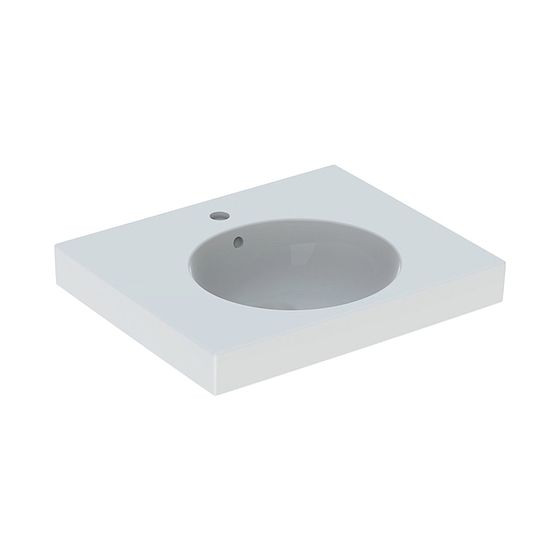 Geberit Preciosa 2 Waschtisch mit Ablagefläche, Breite 60cm, Tiefe 50cm, Hahnloch mittig, Überlauf sichtbar, Weiß