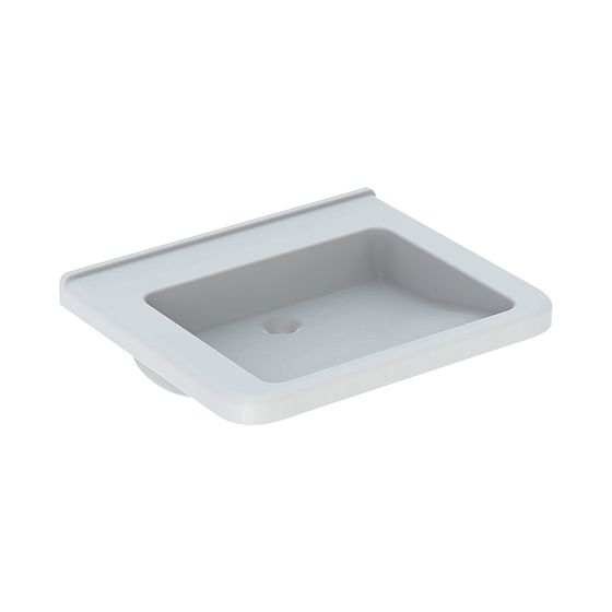 Geberit Renova Comfort Square Waschtisch barrierefrei, Breite 65cm, Tiefe 55cm, ohne Hahnloch, ohne Überlauf, Weiß/KeraTect
