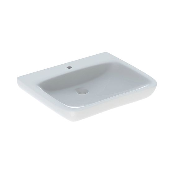 Geberit Renova Comfort Waschtisch barrierefrei, Breite 65cm, Tiefe 55cm, Hahnloch mittig, ohne Überlauf, Weiß