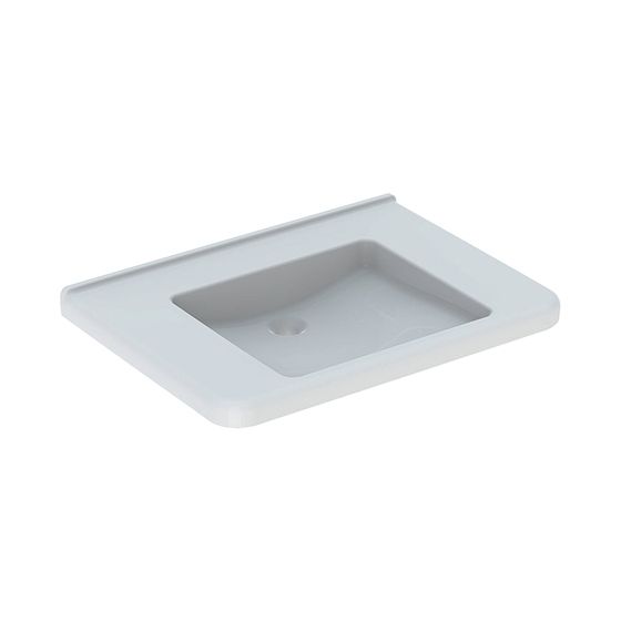 Geberit Renova Comfort Square Waschtisch barrierefrei, Breite 75cm, Tiefe 55cm, ohne Hahnloch, ohne Überlauf, Weiß
