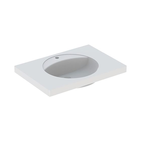 Geberit Preciosa Waschtisch mit Ablagefläche, Breite 80cm, Tiefe 55cm, Hahnloch mittig, ohne Überlauf, Weiß