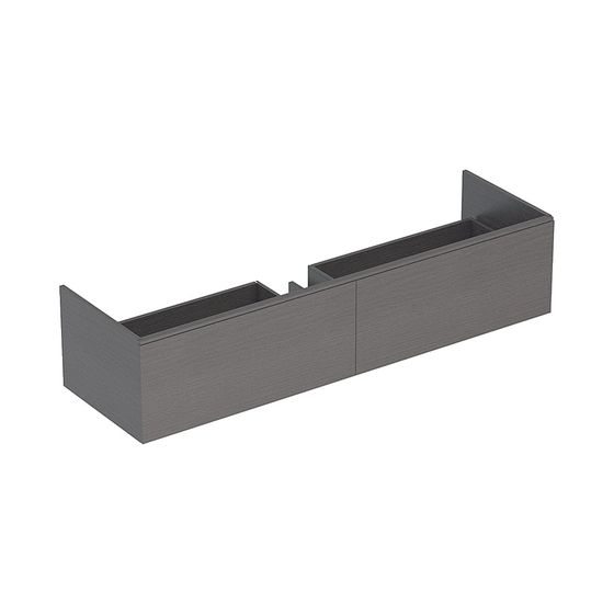 Geberit Xeno2 Unterschrank für Waschtisch aus Mineralwerkstoff 2 Schubladen, 159,5x35x47,3cm, Sculturagrau/Melamin Holzstruktur