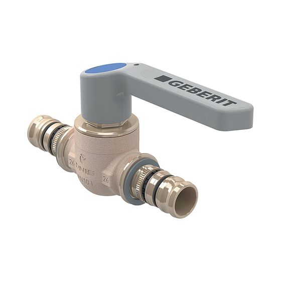Geberit Mepla Kugelhahn mit Betätigungshebel, Rg, SiBr, d 16mm, PN 10 bar, Rotguss bleifrei