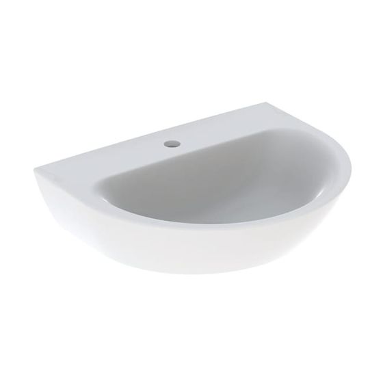 Geberit Renova Waschtisch, 60x48cm mit Hahnloch mittig, ohne Überlauf, komplett geschlossen, Weiß