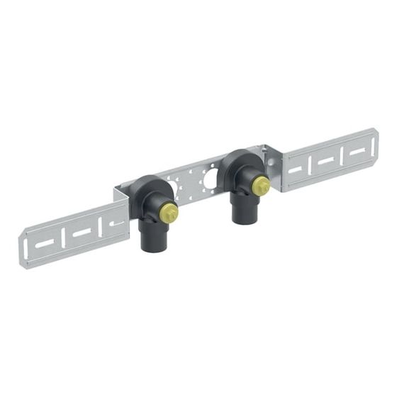 Geberit FlowFit Anschlusswinkel 90 Grad vorm. zweifach abgesetzt d 16mm Rp 1/2″ L1 52cm AD 10cm gedämmt bleifrei Rotguss