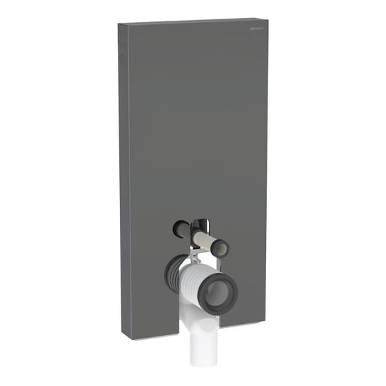 Geberit Monolith Plus Sanitärmodul für Stand-WC 101cm, Frontverkleidung Glas Lava, Seitenverkleidung Aluminium Schwarzchrom
