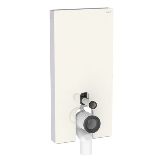 Geberit Monolith Plus Sanitärmodul für Stand-WC 101cm, Frontverkleidung Glas Sandgrau, Seitenverkleidung Aluminium