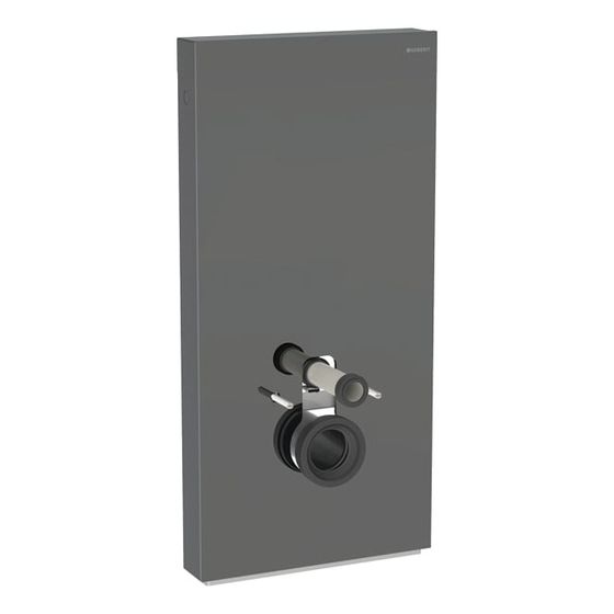 Geberit Monolith Plus Sanitärmodul für Wand-WC 101cm, Frontverkleidung Glas Lava, Seitenverkleidung Aluminium Schwarzchrom