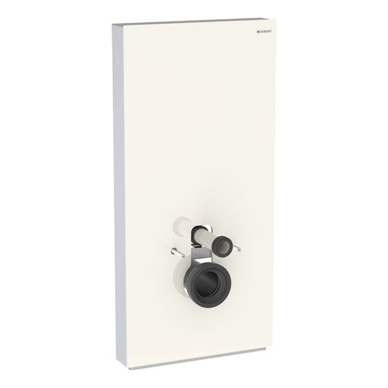 Geberit Monolith Plus Sanitärmodul für Wand-WC 101cm, Frontverkleidung Glas Sandgrau, Seitenverkleidung Aluminium