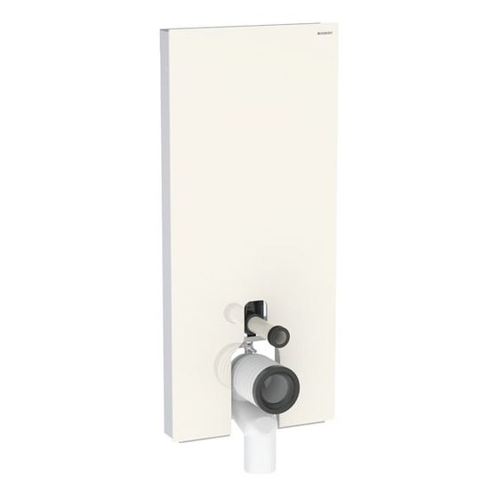 Geberit Monolith Plus Sanitärmodul für Stand-WC 114cm, Frontverkleidung Glas Sandgrau, Seitenverkleidung Aluminium