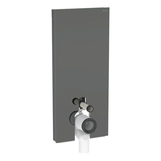 Geberit Monolith Plus Sanitärmodul für Stand-WC 114cm, Frontverkleidung Glas Lava, Seitenverkleidung Aluminium Schwarzchrom