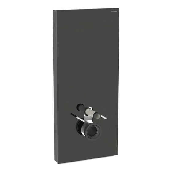 Geberit Monolith Plus Sanitärmodul für Wand-WC 114cm, Frontverkleidung Glas Schwarz, Seitenverkleidung Aluminium Schwarzchrom