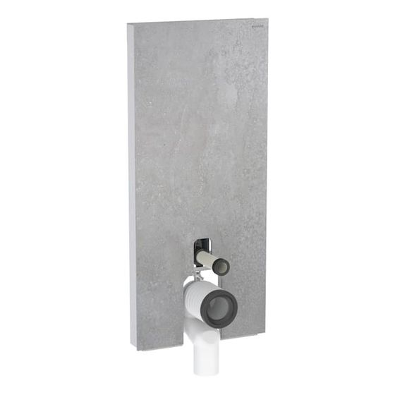 Geberit Monolith Plus Sanitärmodul für Stand-WC 114cm, Frontverkleidung Steinzeug Betonoptik, Seitenverkleidung Aluminium