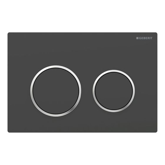 Geberit Omega 20 Drückerplatte, 2-Mengen-Spülung Round, Mattschwarz lackiert easy-to-clean, Hochglanz verchromt