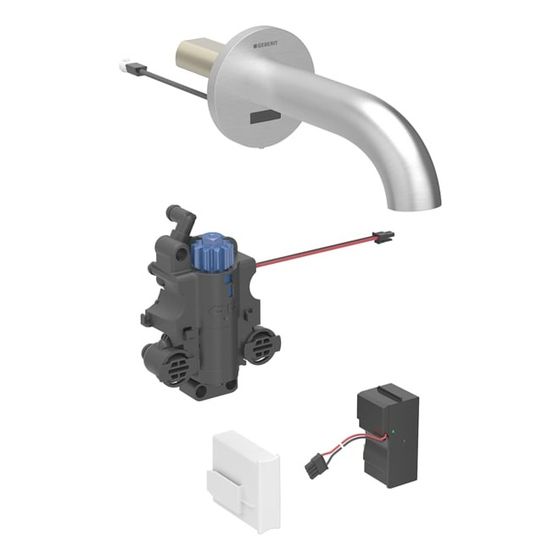 Geberit Piave Waschtischarmatur Wandmontage Netzbetrieb, mit Thermostatmischer Länge 17cm, Edelstahl, für UP-Funktionsbox, EtC