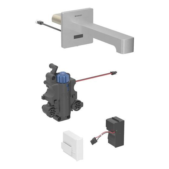 Geberit Brenta Waschtischarmatur Wandmontage Netzbetrieb mit Thermostatmischer Länge 22cm Edelstahl für UP-Funktionsbox EtC