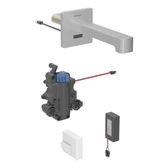 Geberit Brenta Waschtischarmatur Wandmontage Batteriebetrieb mit Thermostatmischer L 22cm Edelstahl für UP-Funktionsbox EtC