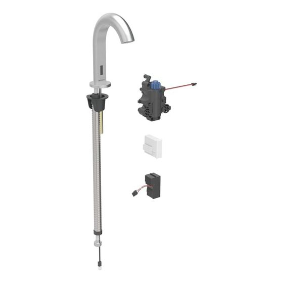 Geberit Piave Waschtischarmatur, Standmontage, Netzbetrieb, für UP-Funktionsbox, Thermostatmischer, Edelstahl gebürstet, EtC.