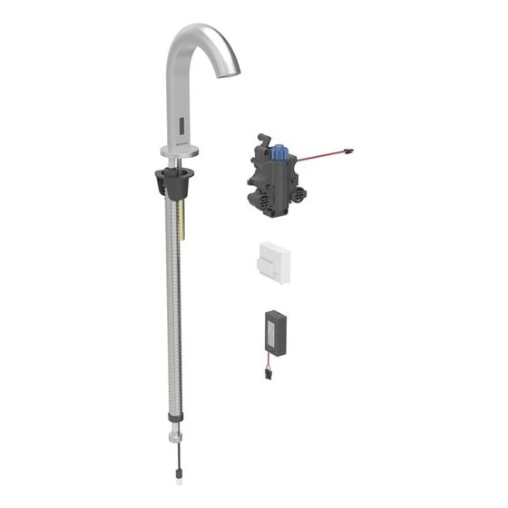 Geberit Piave Waschtischarmatur, Standmontage, Batteriebetrieb, für UP-Funktionsbox, Thermostatmischer, Edelstahl geb., EtC.