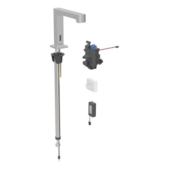 Geberit Brenta Waschtischarmatur, Standmontage, Batteriebetrieb, für UP-Funktionsbox, Thermostatmischer, Edelstahl gebü., EtC.