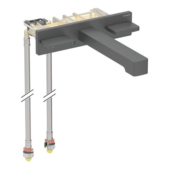 Geberit ONE Waschtischarmatur eckiges Design, Wandmontage Länge 18cm Zweigriffmischer für ONE Montageelement, Mattschwarz, EtC