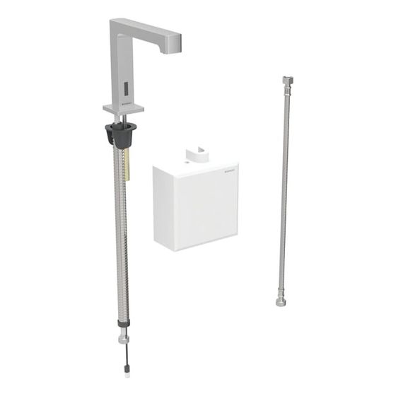 Geberit Brenta Waschtischarmatur, Standmontage, Batteriebetrieb, mit AP-Funktionsbox, ohne Mischer, Edelstahl gebürstet, EtC.