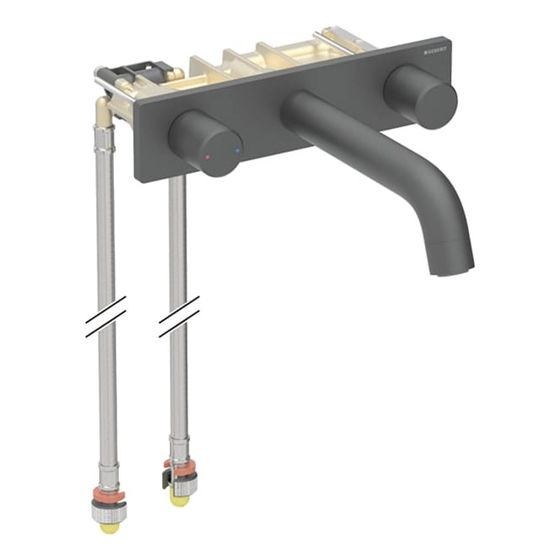 Geberit ONE Waschtischarmatur rundes Design, Wandmontage L 16,5cm Zweigriffmischer für ONE Montageelement, Mattschwarz, EtC