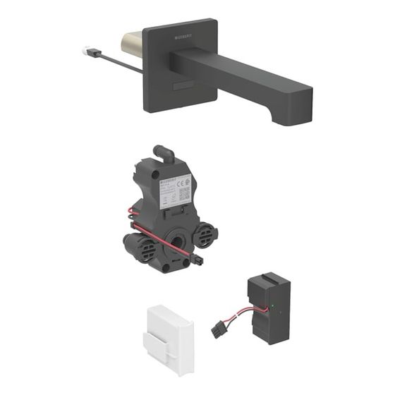 Geberit Brenta Waschtischarmatur Wandmontage, Netzbetrieb, mit Mischer, Länge 17cm, Mattschwarz, für UP-Funktionsbox, EtC.