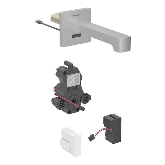 Geberit Brenta Waschtischarmatur Wandmontage, Netzbetrieb, ohne Mischer, Länge 17cm, Edelstahl, für UP-Funktionsbox, EtC.