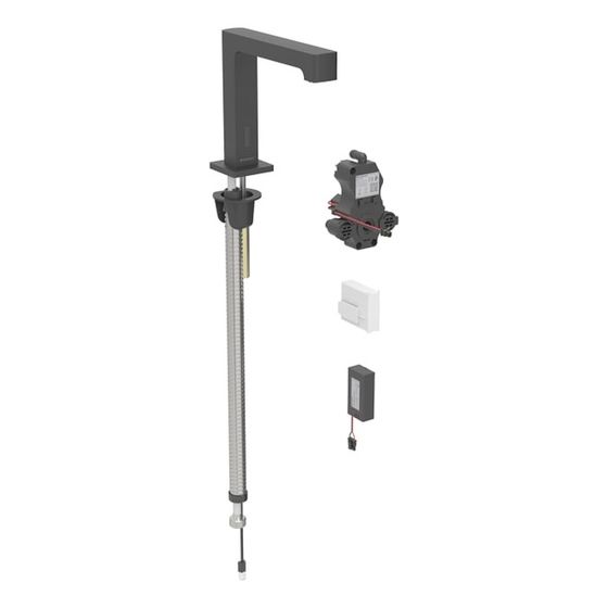 Geberit Brenta Waschtischarmatur, Standmontage, Batteriebetrieb, für UP-Funktionsbox, ohne Mischer, Mattschwarz, easy-to-clean