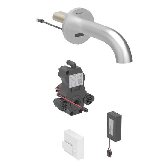 Geberit Piave Waschtischarmatur Wandmontage, Batteriebetrieb, mit Mischer, Länge 22cm, Edelstahl, für UP-Funktionsbox, EtC.