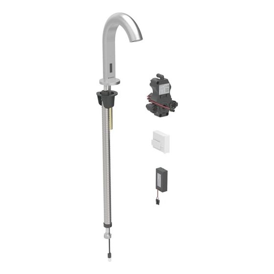 Geberit Piave Waschtischarmatur, Standmontage, Batteriebetrieb, für UP-Funktionsbox, mit Mischer, Edelstahl gebürstet, EtC.