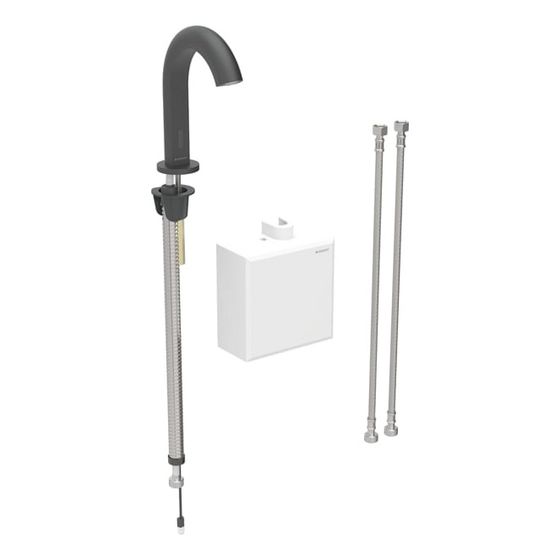 Geberit Piave Waschtischarmatur, Standmontage, Batteriebetrieb, mit AP-Funktionsbox, mit Mischer, Mattschwarz, easy-to-clean