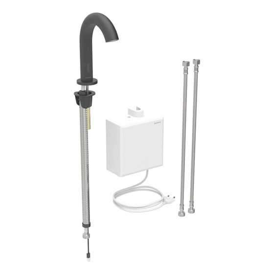 Geberit Piave Waschtischarmatur, Standmontage, Netzbetrieb, mit AP-Funktionsbox, mit Mischer, Mattschwarz, easy-to-clean