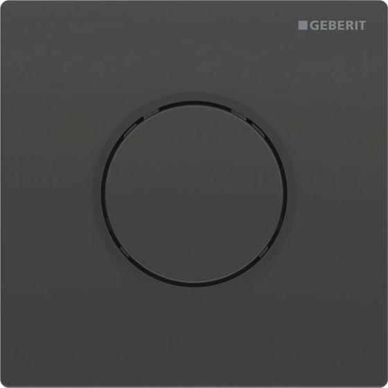 Geberit Typ 10 Urinalsteuerung mit pneumatischer Spülauslösung, Round, Schwarz/Mattschwarz
