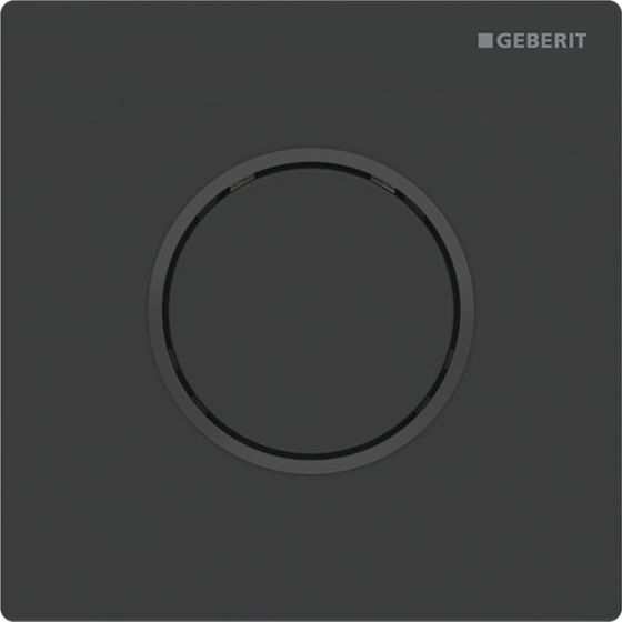 Geberit Typ 10 Urinalsteuerung mit pneumatischer Spülauslösung, Round, Schwarz/Mattschwarz lackiert, easy-to-clean