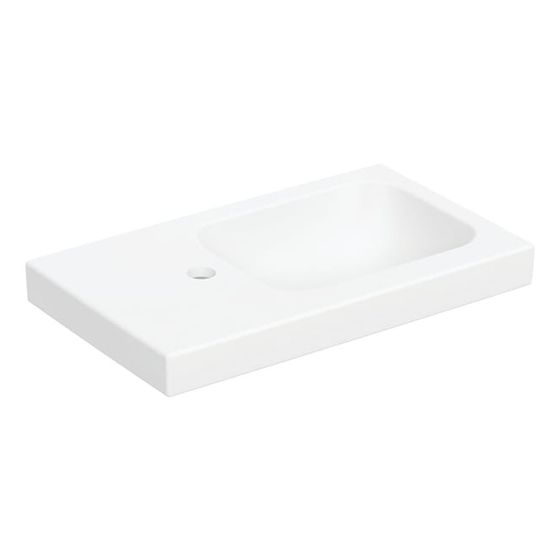 Geberit iCon Light Handwaschbecken mit Ablagefläche 53x13x31cm Weiß matt Hahnloch links ohne Überlauf Ablagefläche links