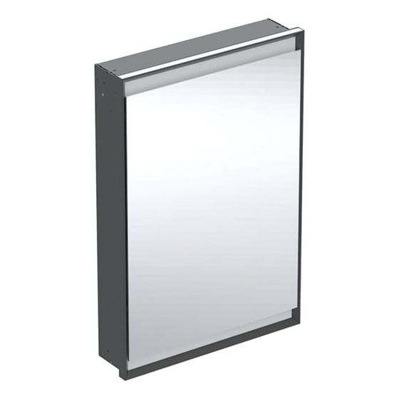 Geberit ONE Spiegelschrank mit ComfortLight, 1 Tür links, UP-Montage, H 90cm B 60cm, Mattschwarz/Aluminium pulverbeschichtet
