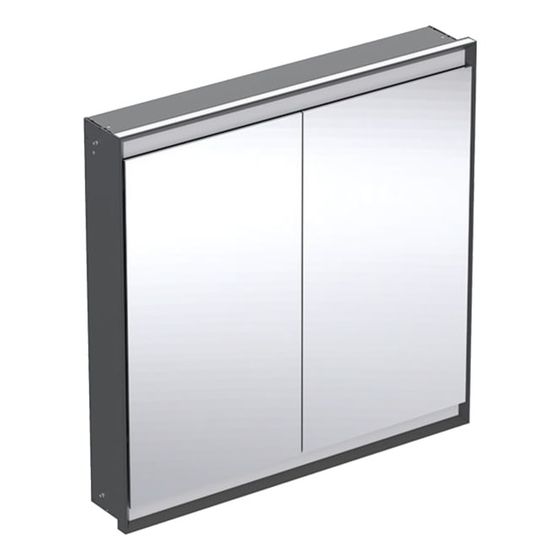 Geberit ONE Spiegelschrank mit ComfortLight, 2 Türen, UP-Montage, Höhe 90cm B 90cm, Mattschwarz/Aluminium pulverbeschichtet